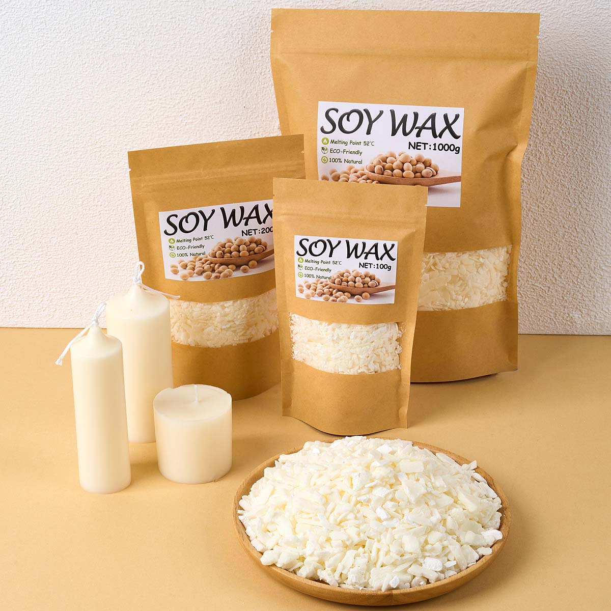 Candle Making Supplies Kit - 1 pond zuiver witte sojawas voor